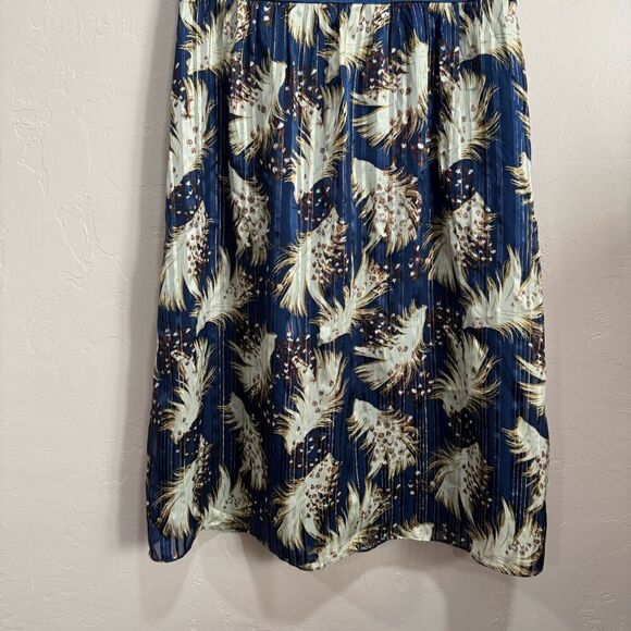 NWT LAUNDRY by Shelli Segal Blue and Metallic Gold Halter Dress  Sz 12 - Picture 3 of 8